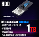RETROBAT DISCO HDD O SSD 1TB 2.5" 67 SISTEMAS 20.000 TÍTULOS