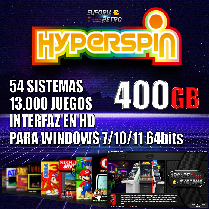 SISTEMA ARCADE HYPERSPIN 300GB HD EDITION