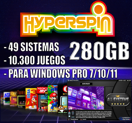 HYPERSPIN 280GB 49 SISTEMAS 10.300 TÍTULOS ARCADE-CONSOLA-PINBALL