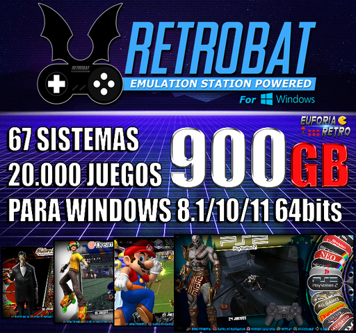 SISTEMA ARCADE RETROBAT 900GB PARA WINDOWS | euforiaretro.com