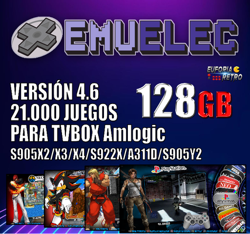 SISTEMA ARCADE EMUELEC 4.6 128GB PARA TVBOX AMLOGIC